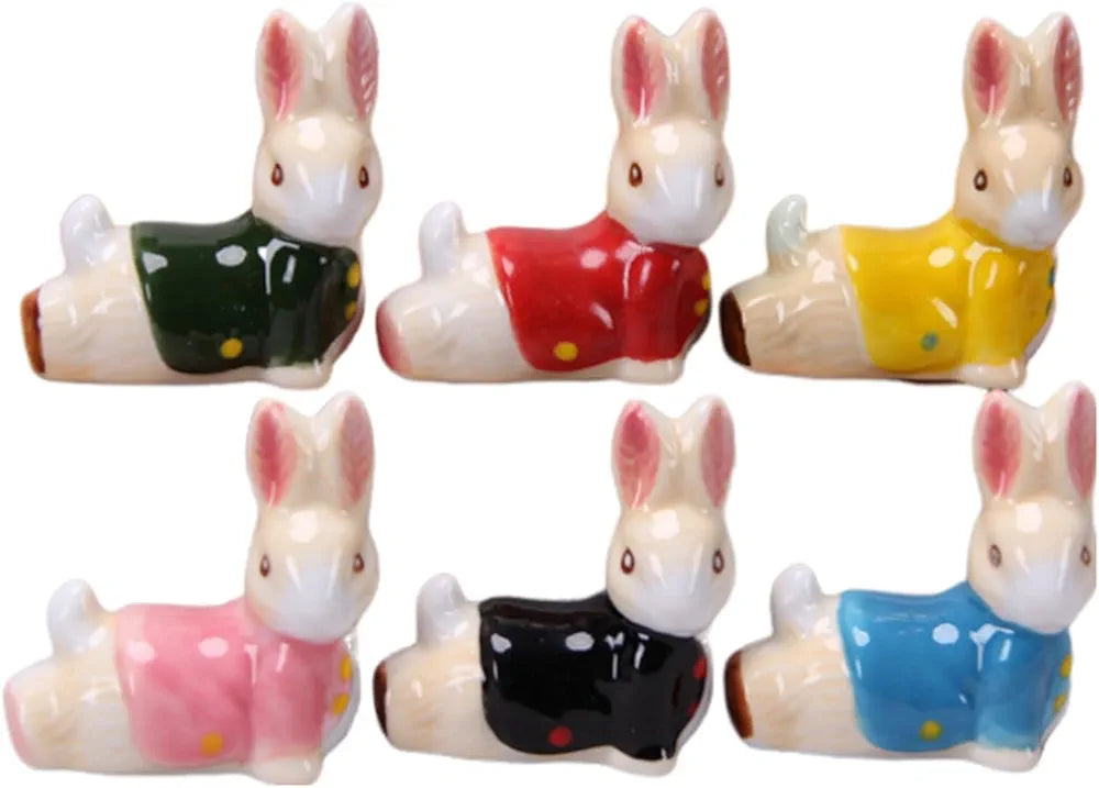 Japanese Import, Ceramic Rabbit Chopstick Rests, Assorted Colors