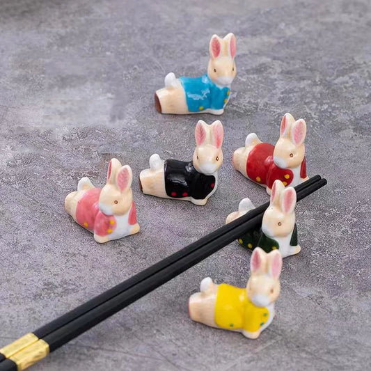 Japanese Import, Ceramic Rabbit Chopstick Rests, Assorted Colors
