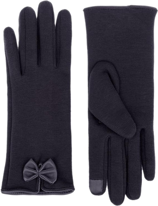 Dainty Ladies' Winter Touchscreen Gloves, Fleece Lined with Bow
