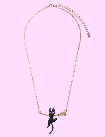 Studio Ghibli Kiki's Delivery Service, Jiji Hanging on a Broom Necklace