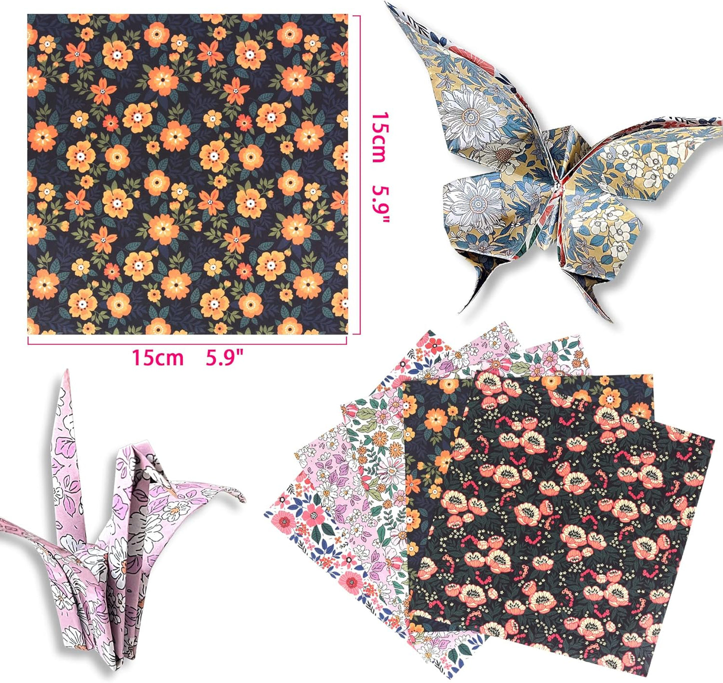 Chiyo Origami Paper Pack, Double-Sided, Floral Design