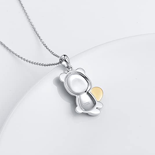 'Panda Heart' Pendant Necklace, Sterling Silver