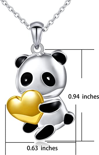 'Panda Heart' Pendant Necklace, Sterling Silver