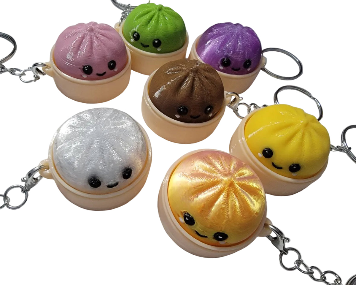 Happy Clicky Fidget Bao Bun Keychain, 3D Printed