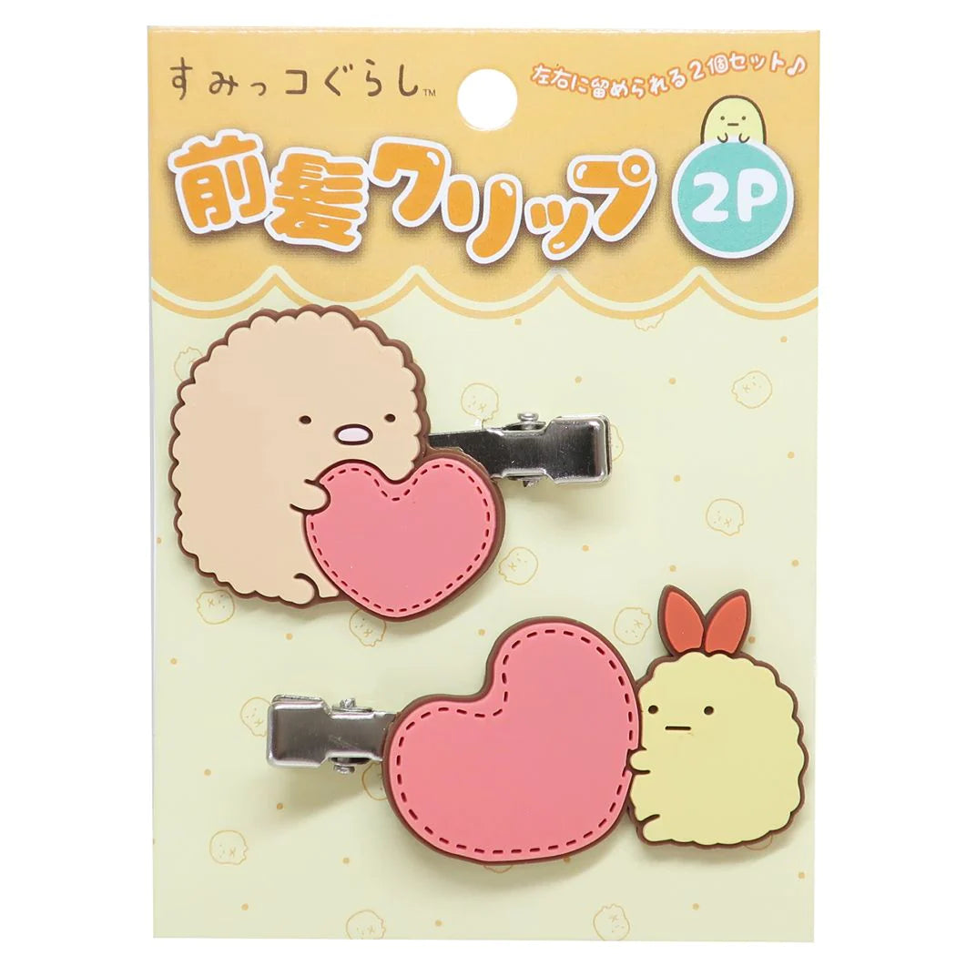 San-x Sumikko Gurashi Tonkatsu and Ebi Furai with Hearts, Bang Clips