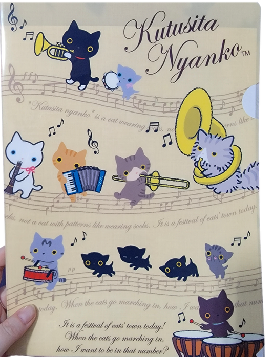 San-X Kutusita Nyanko Music A4 File Folder