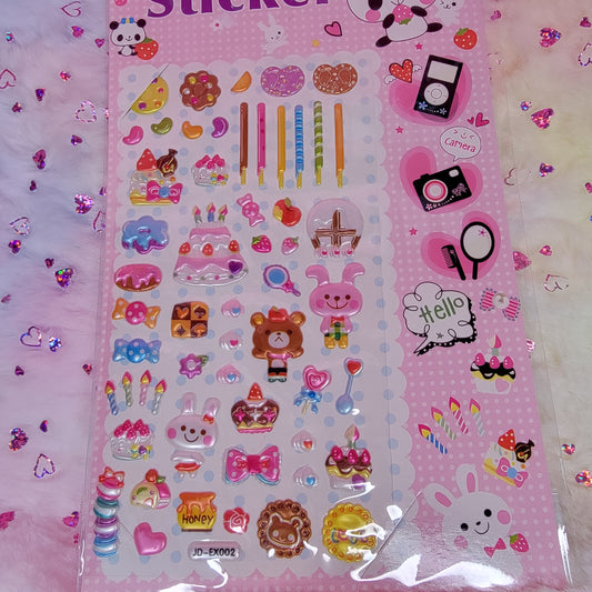 3D Animals and Desserts Themed Stickers