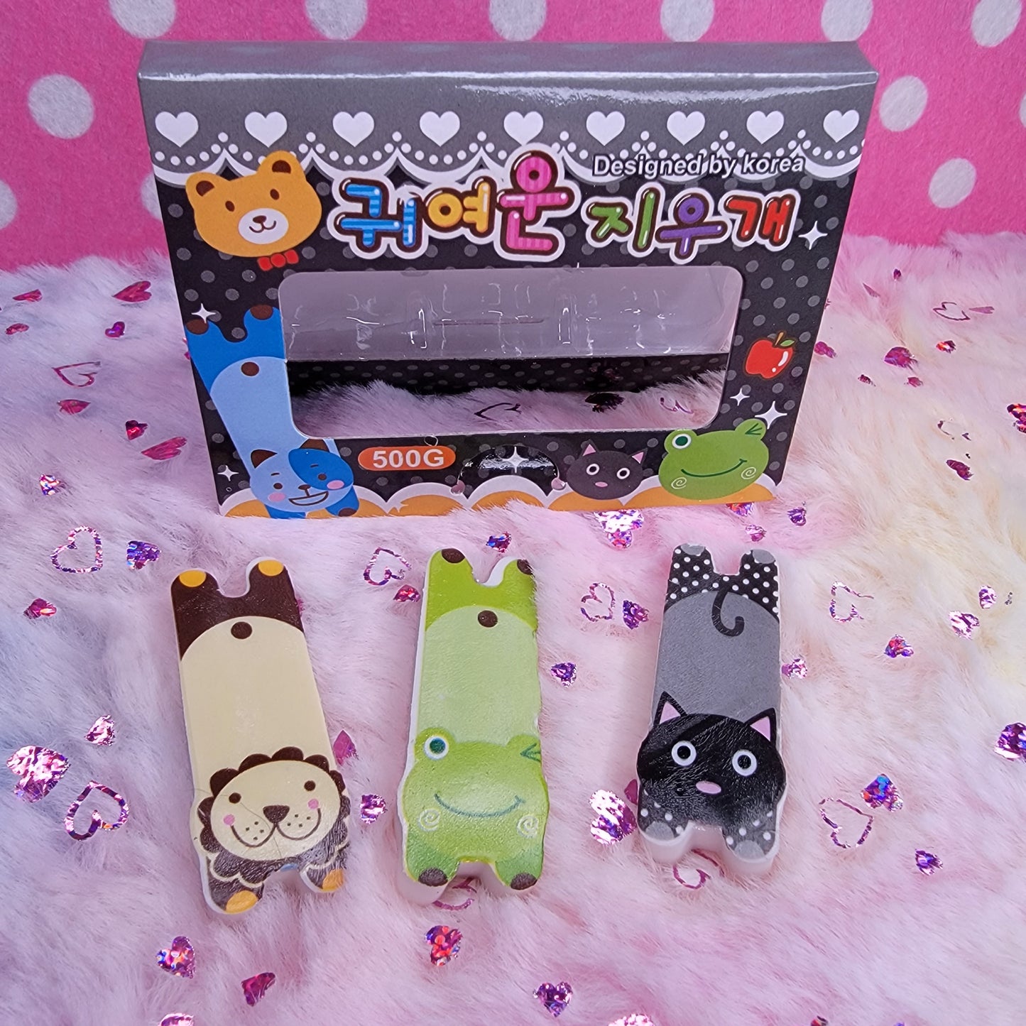 Flat Animal Eraser 3 piece Set