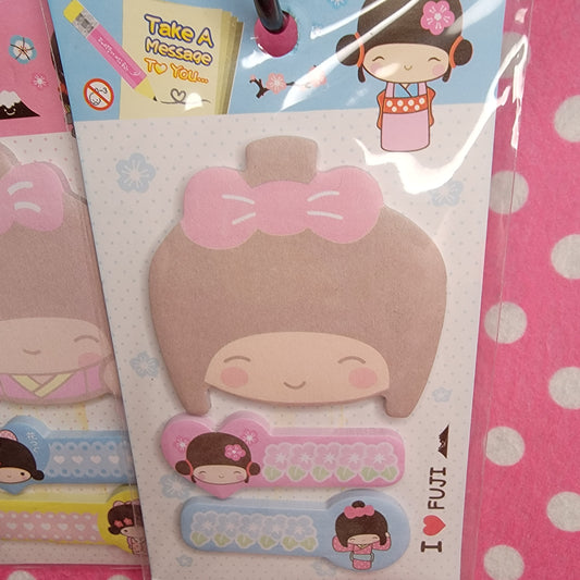 Kokeshi Dolls Collection, Page Markers and Memo Pad Set