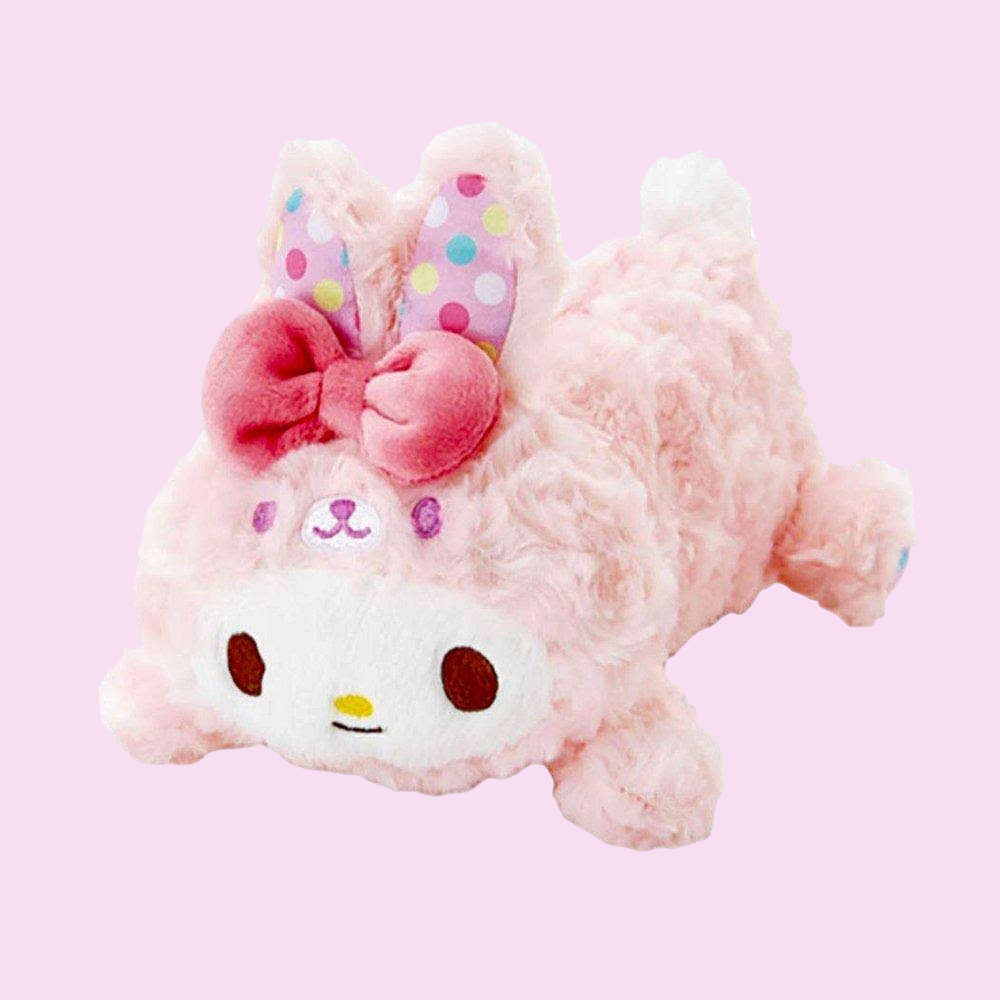 Sanrio My Melody Fluffy Rose Boa Easter Bunny Plush Pencil Case