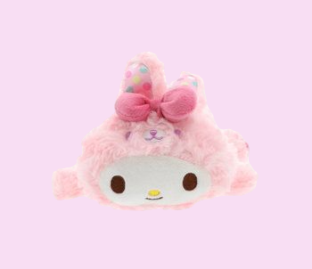 Sanrio My Melody Fluffy Rose Boa Easter Bunny Plush Pencil Case