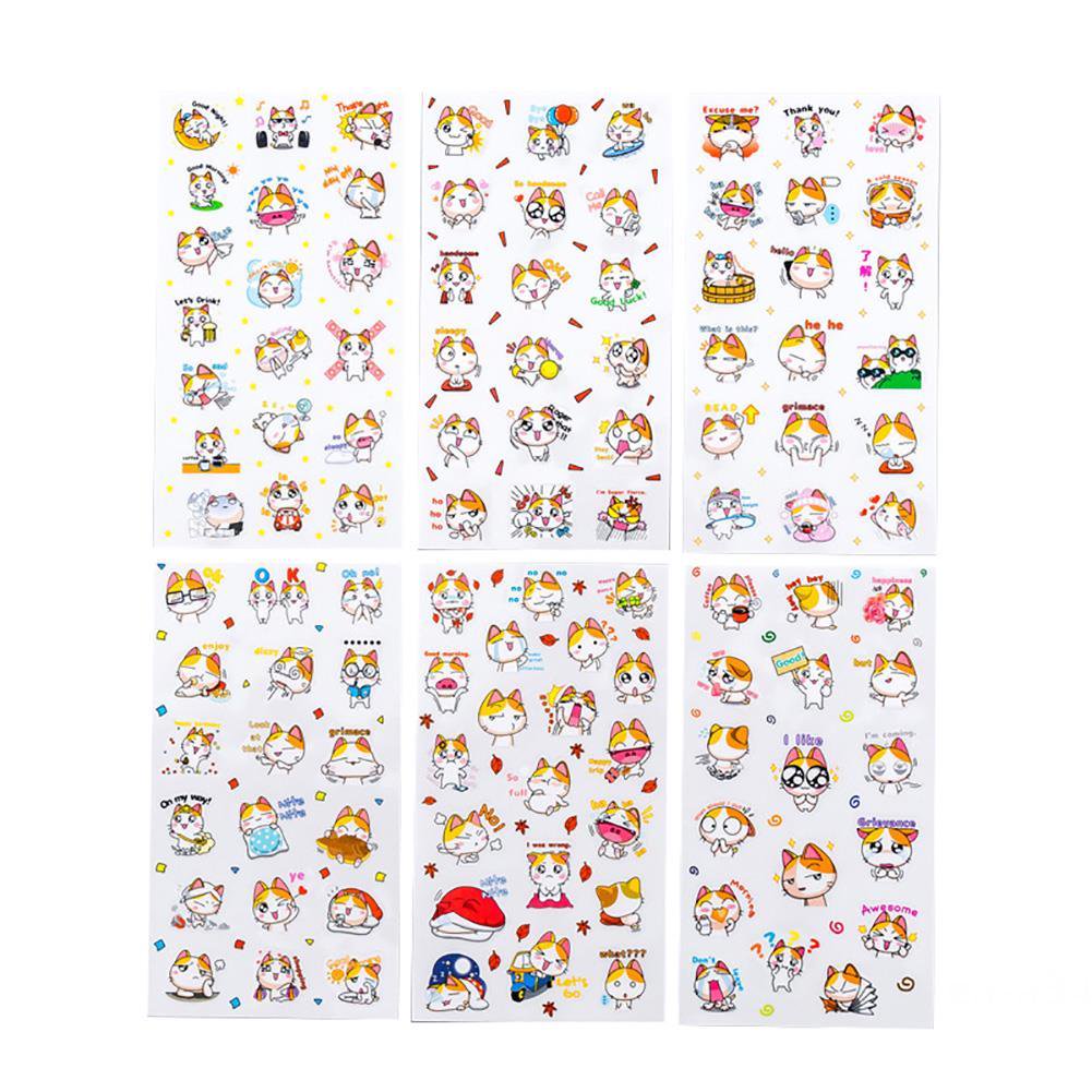 Clear Stickers, 6 pack, Orange Cat