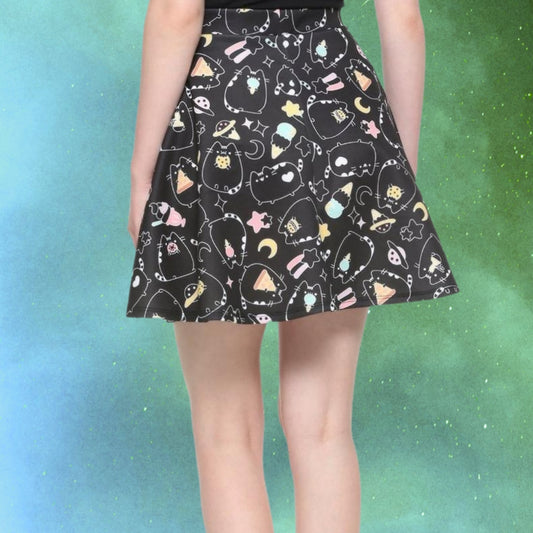 Pusheen Galactic Snacks Kawaii Skater Skirt