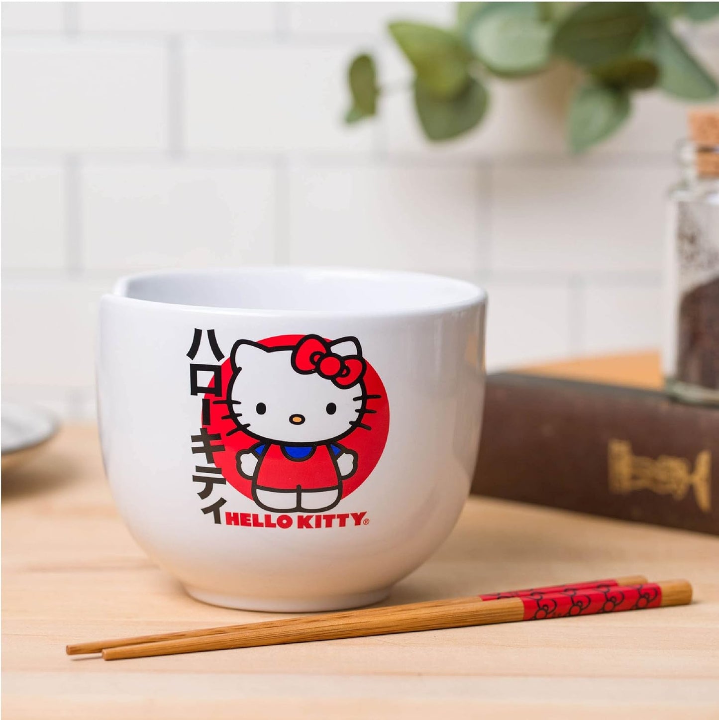 Sanrio Hello Kitty, Japanese Logo, Ramen Bowl With Chopsticks
