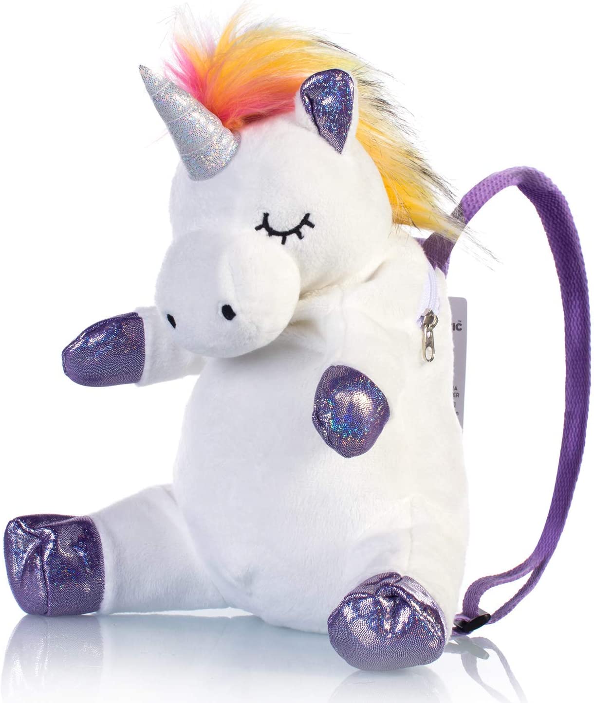 glitter unicorn mini backpack Justice Clear Holographic Zipper closure Wonder Nation Girl's 17 inch