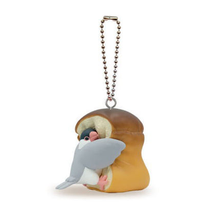 Mugyuttori Mascot Ball Chain Gachapon, Bird Hugging Bread