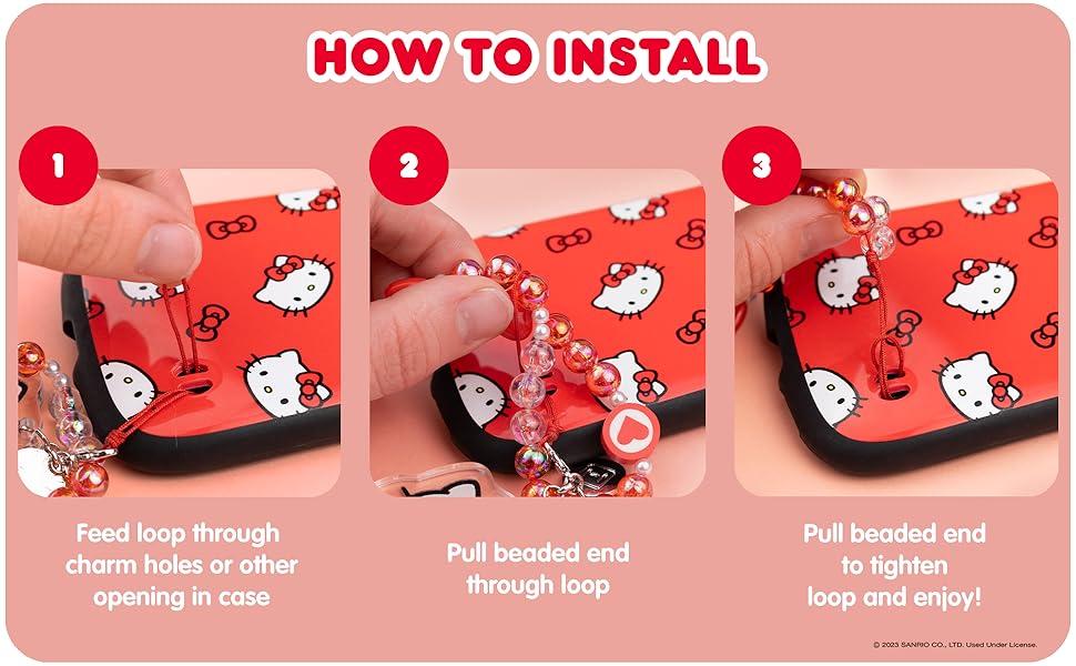 Sanrio Hello Kitty Beaded Charm Mobile Phone Wrist Strap