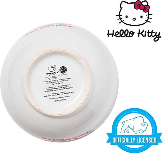 Sanrio Hello Kitty, Japanese Logo, Ramen Bowl With Chopsticks