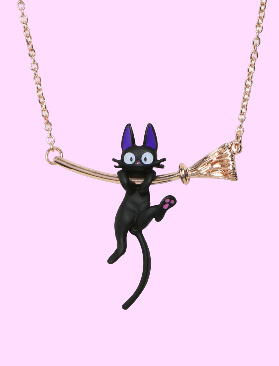 Studio Ghibli Kiki's Delivery Service, Jiji Hanging on a Broom Necklace