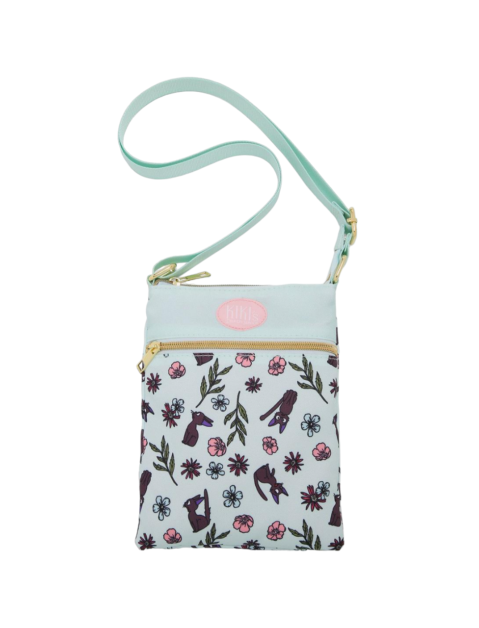 Studio Ghibli Kiki's Delivery Service, Jiji Floral Passport Crossbody Bag