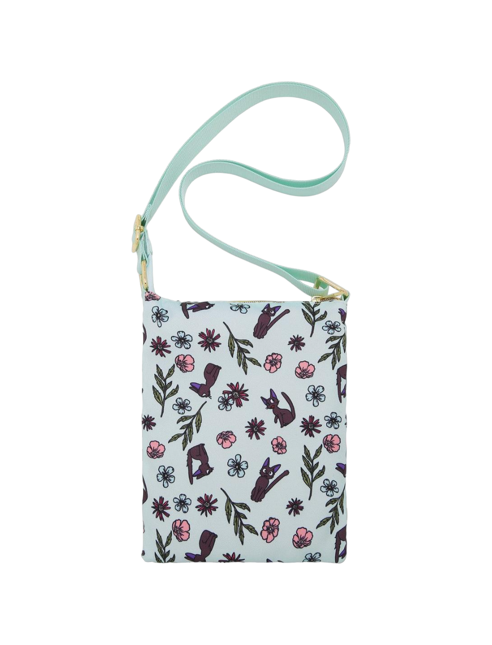 Studio Ghibli Kiki's Delivery Service, Jiji Floral Passport Crossbody Bag