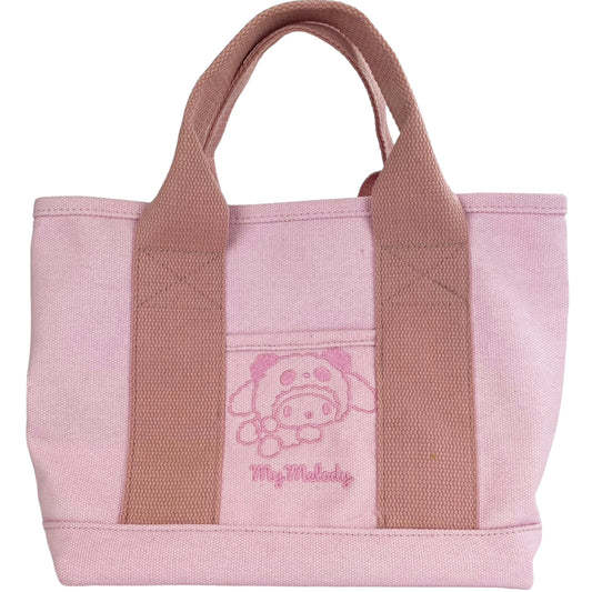 Sanrio My Melody Panda, Cotton Canvas Mini Tote Bag, Pink