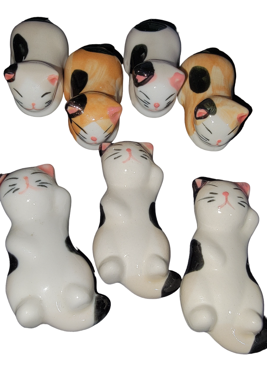 Japanese Import, Ceramic Calico Cat Chopstick Rests, Assorted Styles