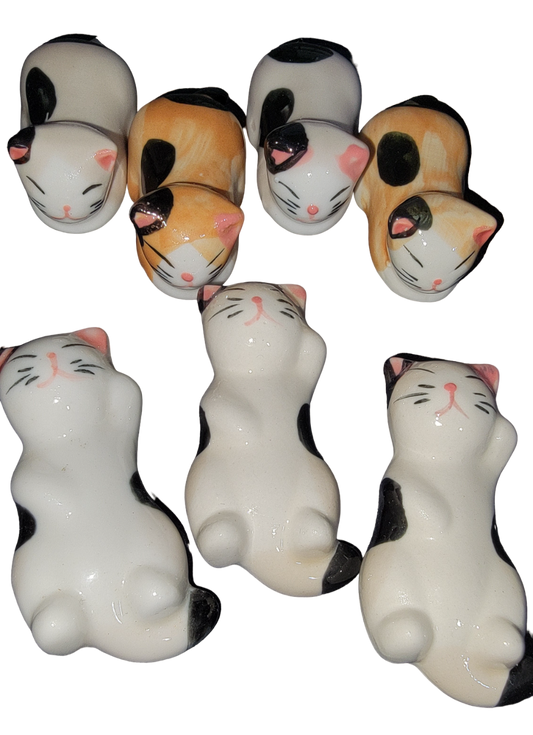 Japanese Import, Ceramic Calico Cat Chopstick Rests, Assorted Styles