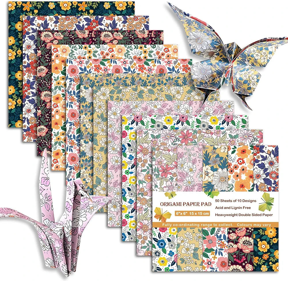 Chiyo Origami Paper Pack, Double-Sided, Floral Design