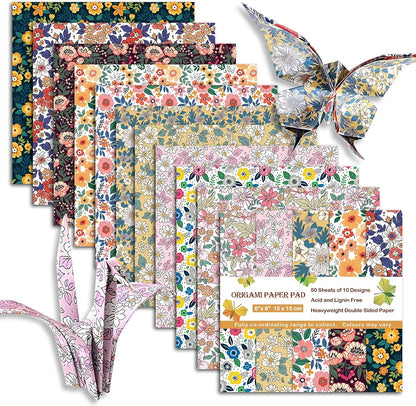 Chiyo Origami Paper Pack, Double-Sided, Floral Design
