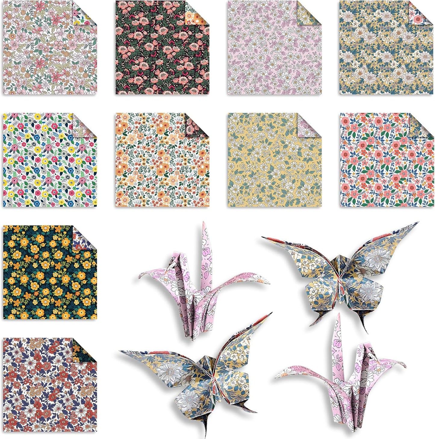 Chiyo Origami Paper Pack, Double-Sided, Floral Design