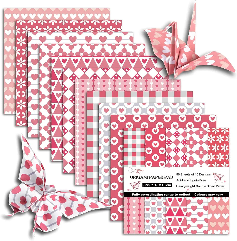 Chiyo Origami Paper Pack, Double-Sided, Hearts Design