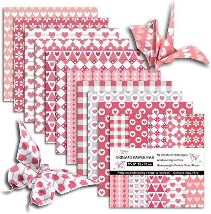 Chiyo Origami Paper Pack, Double-Sided, Hearts Design