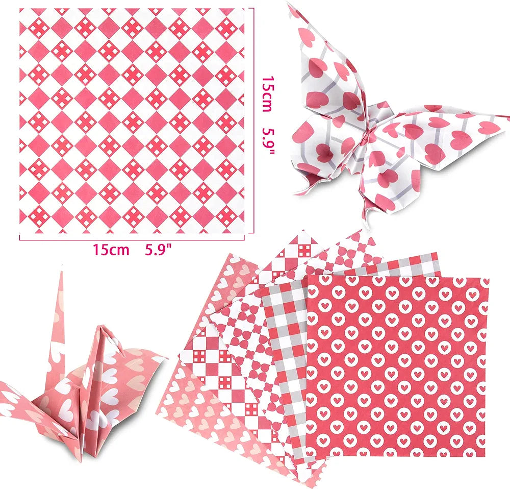 Chiyo Origami Paper Pack, Double-Sided, Hearts Design