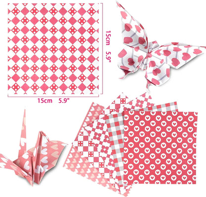 Chiyo Origami Paper Pack, Double-Sided, Hearts Design