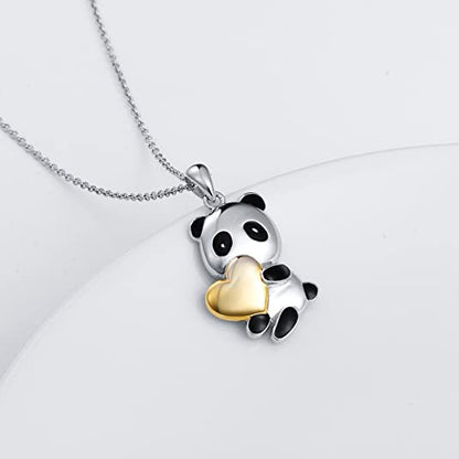 'Panda Heart' Pendant Necklace, Sterling Silver