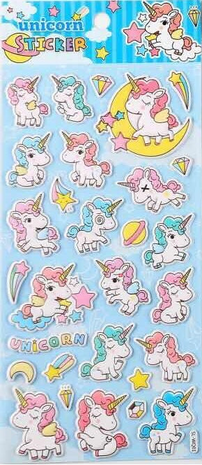 Puffy Pastel Kawaii Unicorn Sticker Sheet