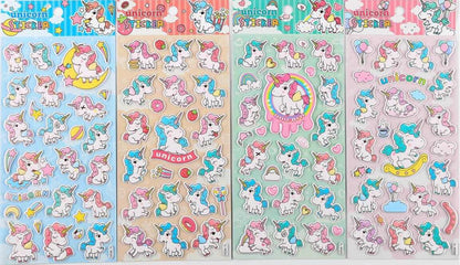 Puffy Pastel Kawaii Unicorn Sticker Sheet