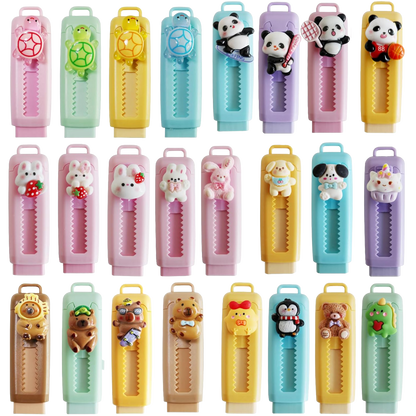 Colorful Retractable Erasers with Kawaii Decoden Charms