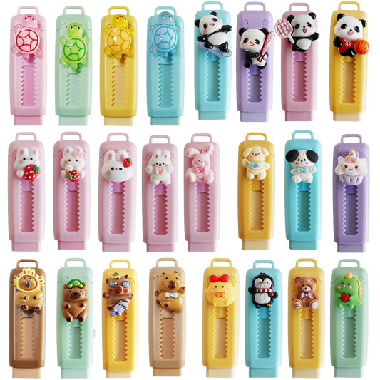 Colorful Retractable Erasers with Kawaii Decoden Charms