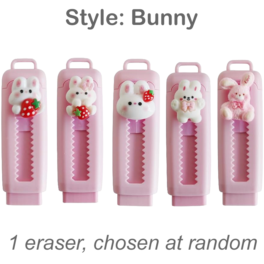Colorful Retractable Erasers with Kawaii Decoden Charms