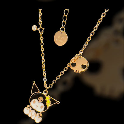 Sanrio Characters, Kuromi, Gold Plated Sterling Silver Pendant Necklace