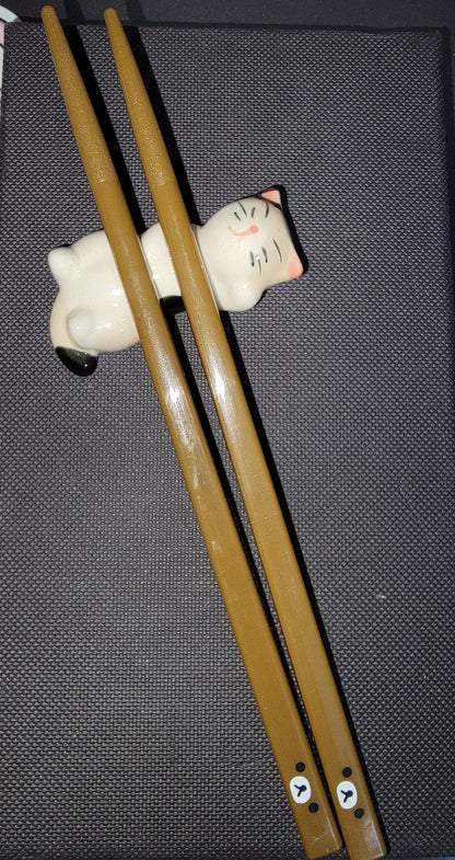 Japanese Import, Ceramic Calico Cat Chopstick Rests, Assorted Styles