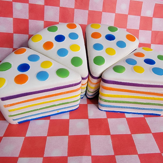 Rainbow Cake Slice Slow Rise Squishies