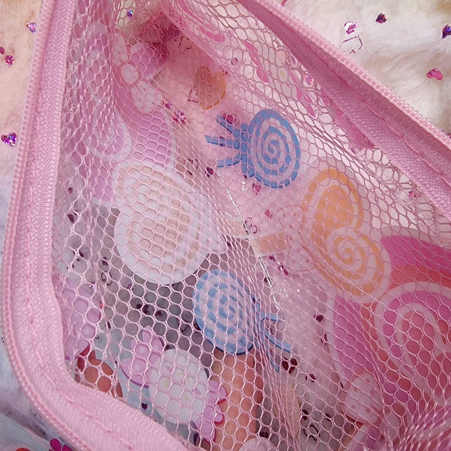 Mesh Vinyl Pencil Pouch, Kawaii Style