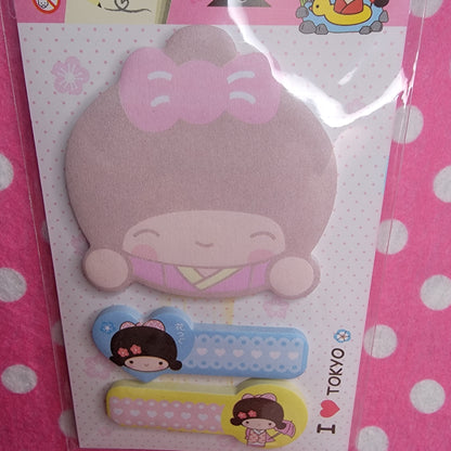 Kokeshi Dolls Collection, Page Markers and Memo Pad Set