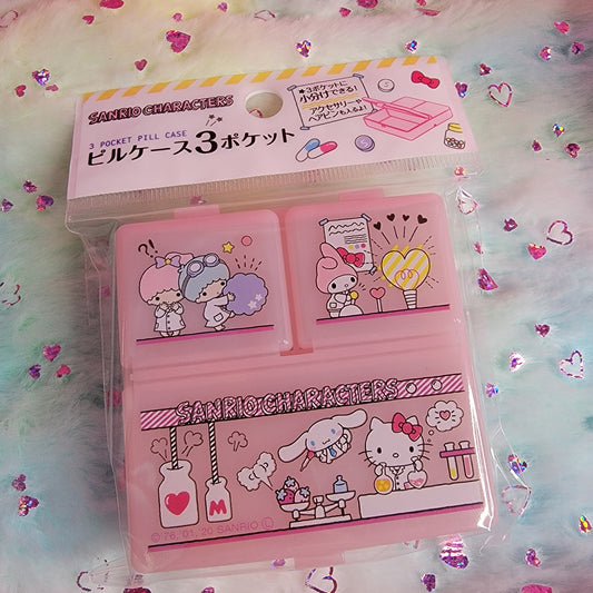 Sanrio Characters 3 Pocket Pill Case, Science Theme
