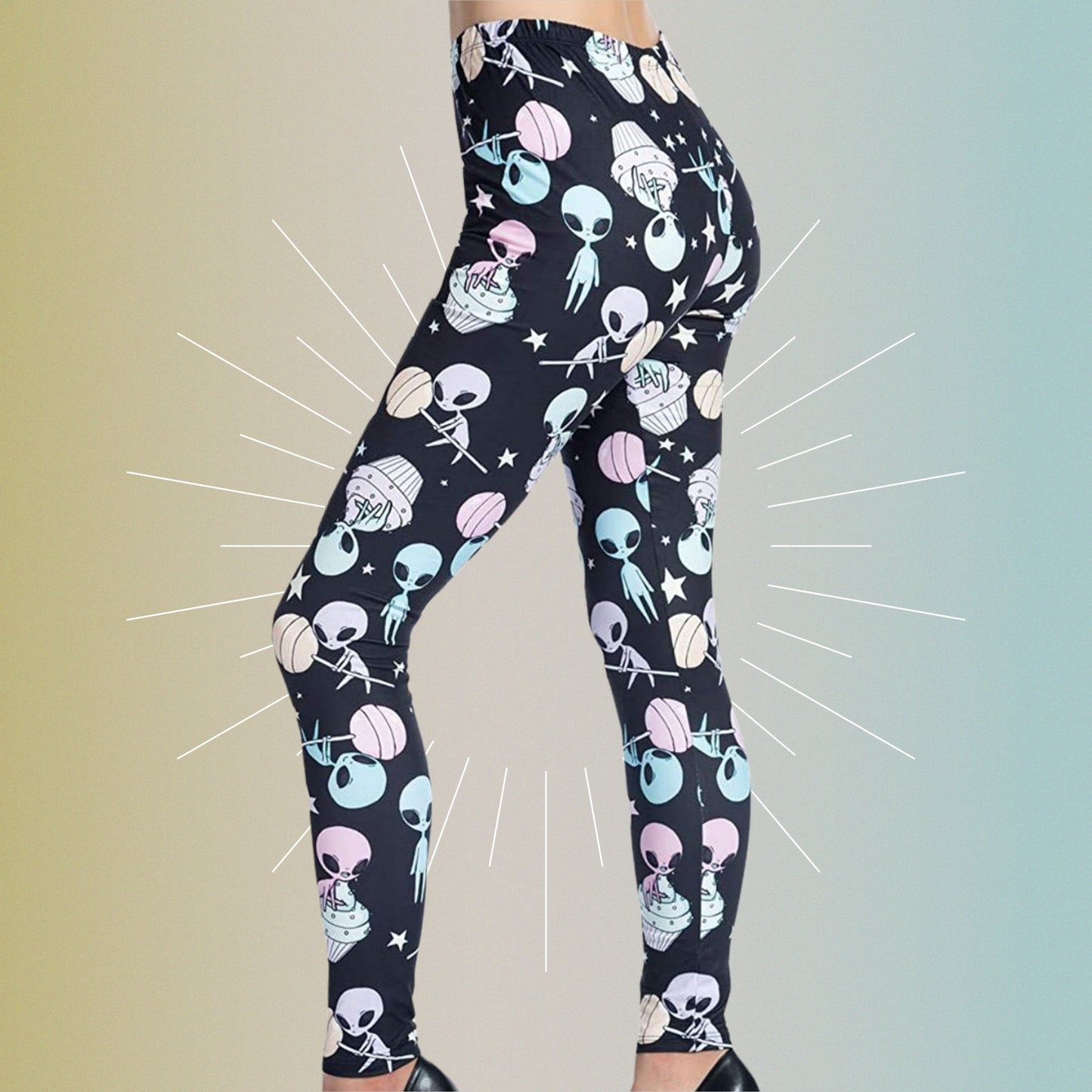 Pastel Kawaii Alien Lollipop Leggings