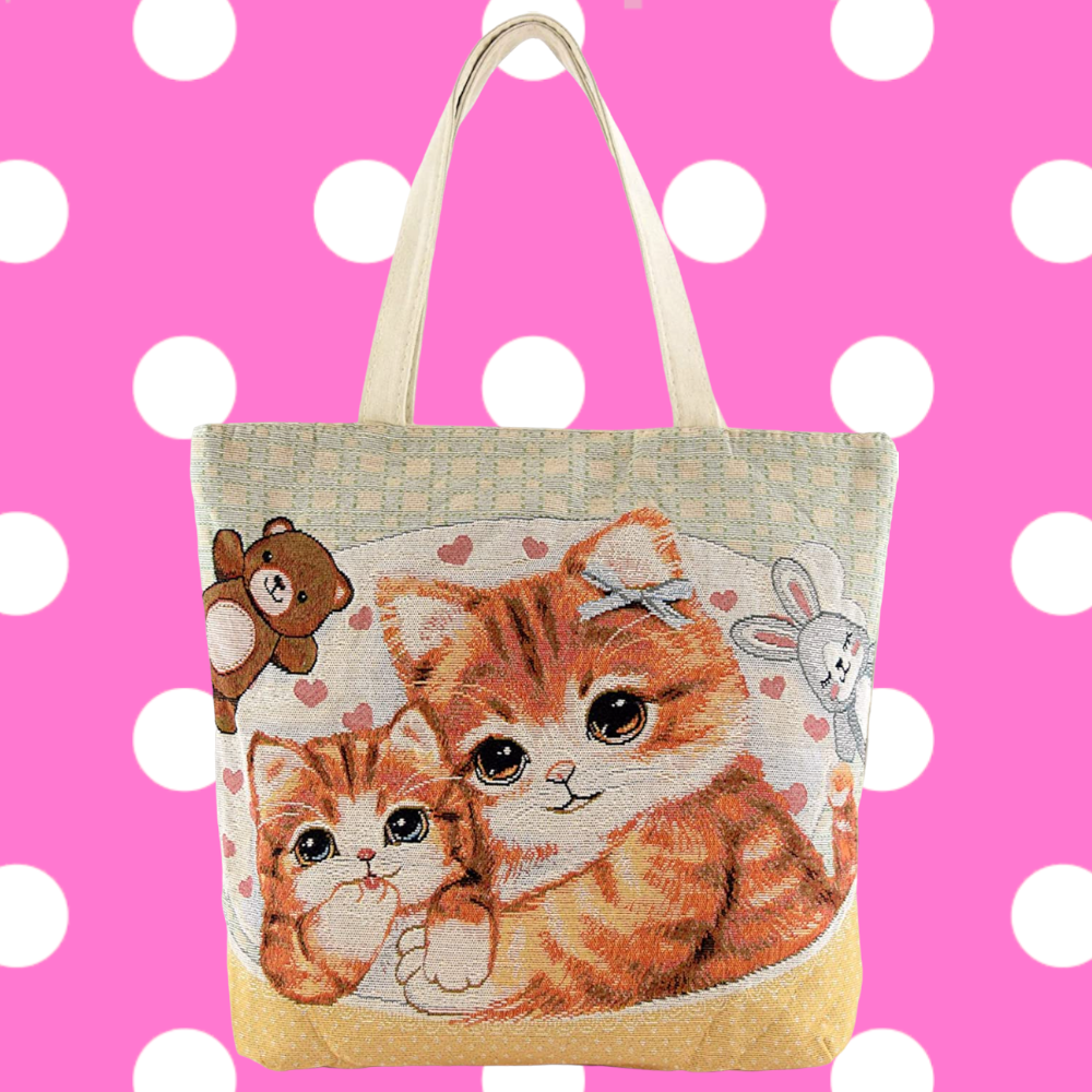 Hugging Cats Tapestry Tote Bag