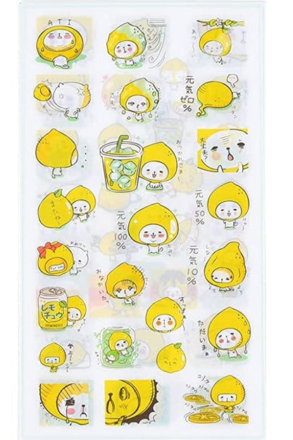 Clear Stickers, 6 pack, Lemon Guy